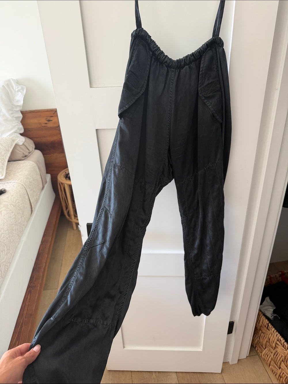 freecity Black Harem Jumpsuit with Adjustable Straps